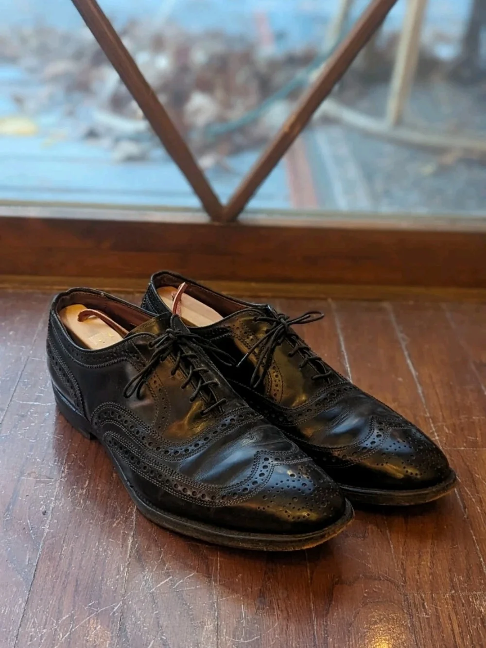 Allen Edmonds McAllister Oxford Wingtip Shoes Men's 10.5 B Black Leather
